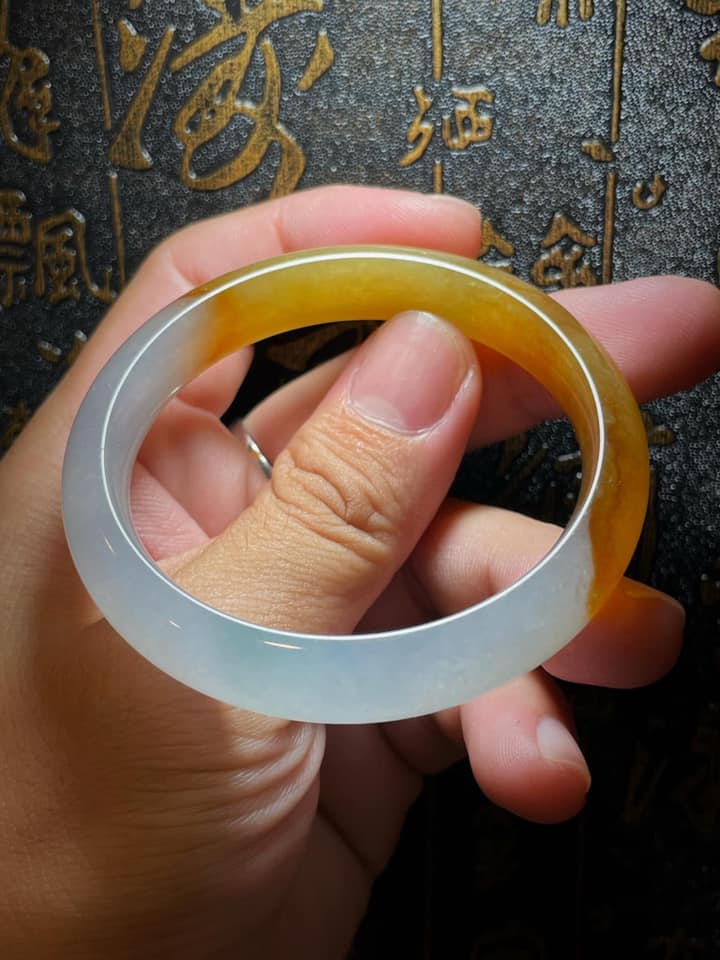 絕美無紋裂蜜糖黃內膨平安鐲 I 魅力臻品